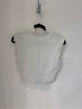 Pilcro Sleeveless Cropped Mock Neck Tank - White